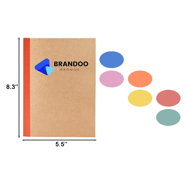 8.3 x 5.5 Inches 30 Sheets Kraft Cover with Rainbow Spines Notebook